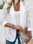 Women Floral Spring/Fall Cover-up Sexy Embroidery Lightweight Cardigan