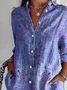 Women Floral Long Sleeve Shirt Spring/Fall Buckle Shirt Collar Regular Sleeve Daily Casual Top