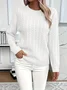 Women Plain Spring/Fall Casual Long Sleeve Crew Neck Cotton Sweater