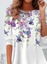 Women Floral Long Sleeve Tee T-shirt Crew Neck Printing Casual Spring/Fall Tunic Top