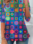Women Geometric Long Sleeve Tee T-shirt Crew Neck Printing Casual Spring/Fall Tunic Top