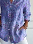 Women Floral Long Sleeve Shirt Spring/Fall Buckle Shirt Collar Regular Sleeve Daily Casual Top