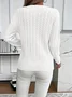 Women Plain Spring/Fall Casual Long Sleeve Crew Neck Cotton Sweater