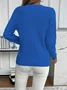 Women Plain Spring/Fall Casual Long Sleeve Crew Neck Cotton Sweater