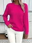 Women Plain Spring/Fall Casual Long Sleeve Crew Neck Cotton Sweater