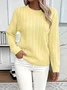 Women Plain Spring/Fall Casual Long Sleeve Crew Neck Cotton Sweater