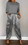 Women Plain Pocket Stitching Two-Piece Set Daily Half Sleeve Casual Summer Top With Pants Matching Set