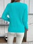 Women Plain Spring/Fall Casual Long Sleeve Crew Neck Cotton Sweater