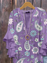 Women Floral Half Sleeve Shirt Summer Printing V Neck Daily Casual Top