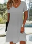 Women Little Black Dress Plain Short Sleeve Summer Dress V Neck Daily Casual Midi Fit & Flare Dress A-Line Dress