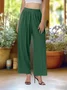 Women Plain Long Elastic Waist Pants Casual Spring/Fall Trousers