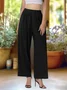 Women Plain Long Elastic Waist Pants Casual Spring/Fall Trousers