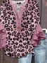 Women Leopard Half Sleeve Shirt Summer Printing V Neck Daily Casual Top