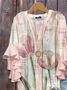 Women Floral Half Sleeve Shirt Summer Printing V Neck Daily Casual Top