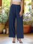 Women Plain Long Elastic Waist Pants Casual Spring/Fall Trousers