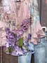Women Floral Half Sleeve Shirt Summer Printing V Neck Daily Casual Top