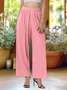 Women Plain Long Elastic Waist Pants Casual Spring/Fall Trousers