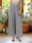 Women Plain Long Elastic Waist Pants Casual Spring/Fall Trousers