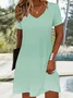 Women Little Black Dress Plain Short Sleeve Summer Dress V Neck Daily Casual Midi Fit & Flare Dress A-Line Dress
