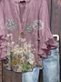 Women Floral Half Sleeve Shirt Summer Printing V Neck Daily Casual Top