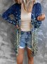 Women Geometric Spring/Fall Cover-up Sexy Printing Lightweight Cardigan