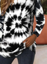 Women Tie-Dye Pattern Long Sleeve Tee T-shirt Crew Neck Printing Casual Spring/Fall Graphic Tee Top