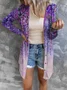 Women Geometric Spring/Fall Cover-up Sexy Printing Lightweight Cardigan