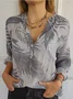 Women Plain Long Sleeve Tee T-shirt V Neck Printing Casual Spring/Fall Top