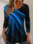 Women Abstract Long Sleeve Tee T-shirt Crew Neck Printing Casual Spring/Fall Graphic Tee Top