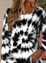 Women Tie-Dye Pattern Long Sleeve Tee T-shirt Crew Neck Printing Casual Spring/Fall Graphic Tee Top