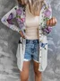 Women Geometric Spring/Fall Cover-up Sexy Printing Lightweight Cardigan