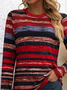 Women Striped Long Sleeve Tee T-shirt Crew Neck Printing Casual Spring/Fall Graphic Tee Top
