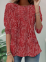Women Abstract Stripes Long Sleeve Tee T-shirt Crew Neck Printing Casual Spring/Fall Tunic Top