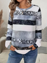Women Abstract Long Sleeve Tee T-shirt Crew Neck Printing Casual Spring/Fall Graphic Tee Top