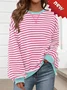 Women Striped Spring/Fall Long Sleeve Casual Daily Hoodie