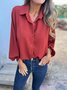Women Plain Long Sleeve Shirt Spring/Fall Split Joint Shawl Collar Dolman Sleeve Daily Casual Top