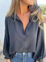 Women Plain Long Sleeve Shirt Spring/Fall Split Joint Shawl Collar Dolman Sleeve Daily Casual Top