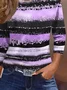Women Striped Three Quarter Sleeve Tee T-shirt Crew Neck Casual Spring/Fall Graphic Tee Top