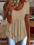 Women Plain Short Sleeve Tee T-shirt Crew Neck Casual Summer Top