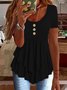 Women Plain Short Sleeve Tee T-shirt Crew Neck Casual Summer Top