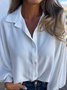Women Plain Long Sleeve Shirt Spring/Fall Split Joint Shawl Collar Dolman Sleeve Daily Casual Top