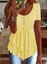 Women Plain Short Sleeve Tee T-shirt Crew Neck Casual Summer Top