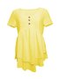 Women Plain Short Sleeve Tee T-shirt Crew Neck Casual Summer Top