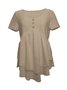 Women Plain Short Sleeve Tee T-shirt Crew Neck Casual Summer Top