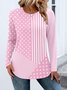 Women Color Block Long Sleeve Tee T-shirt Crew Neck Casual Spring/Fall Top