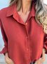 Women Plain Long Sleeve Shirt Spring/Fall Split Joint Shawl Collar Dolman Sleeve Daily Casual Top