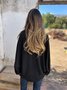 Women Plain Long Sleeve Shirt Spring/Fall Split Joint Shawl Collar Dolman Sleeve Daily Casual Top