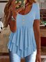 Women Plain Short Sleeve Tee T-shirt Crew Neck Casual Summer Top
