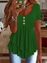 Women Plain Short Sleeve Tee T-shirt Crew Neck Casual Summer Top