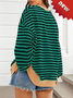 Women Striped Spring/Fall Long Sleeve Casual Daily Hoodie